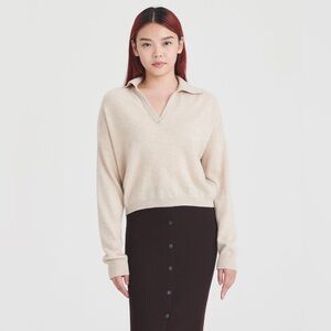 NAADAM Cashmere Polo Sweater in Oatmeal